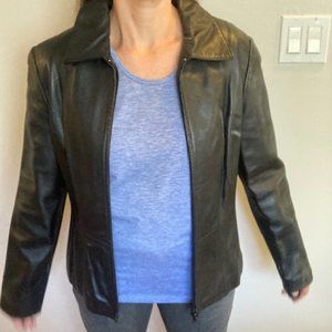 Danier black leather bomber jacket